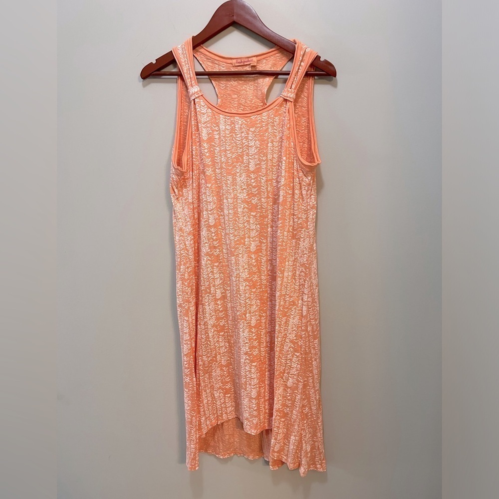 Fresh Produce Sun Dress Peach Coral Beachy Sleeveless Cutout Back MIDI Women M